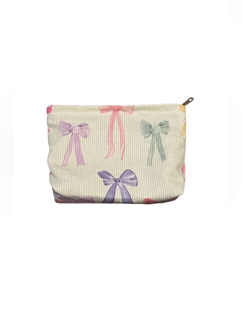 Bow Print Makeup Travel Toiletry Pouch Clutch Bag Zipper Soft Colorful Girls